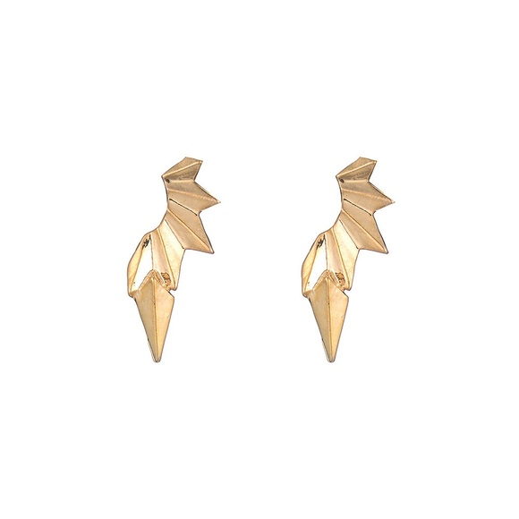Absolutely stunning bohemian retro geometric wings shape gold stud earring - Picture 4 of 5